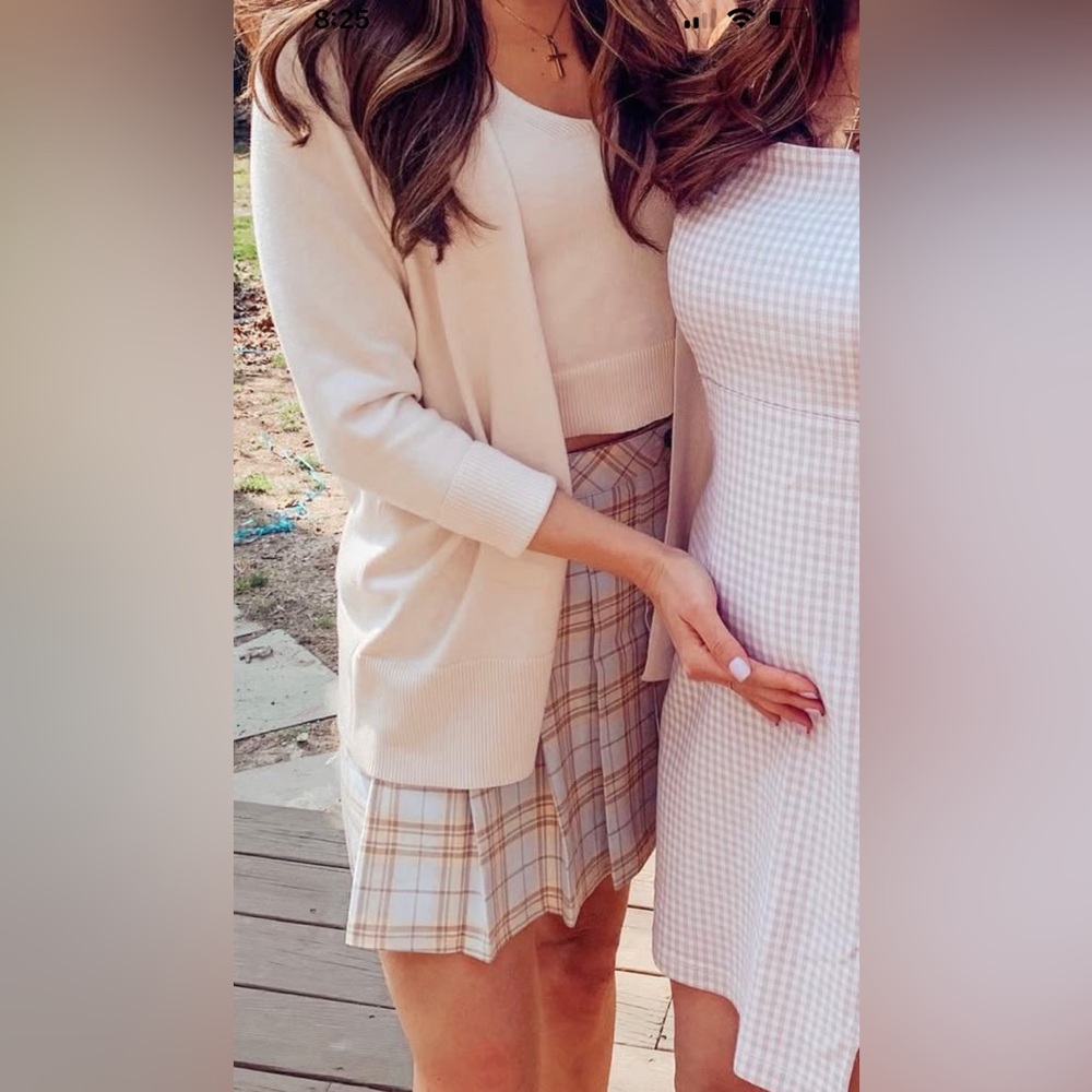Anthropologie Tan Mini Skirt with Pleats